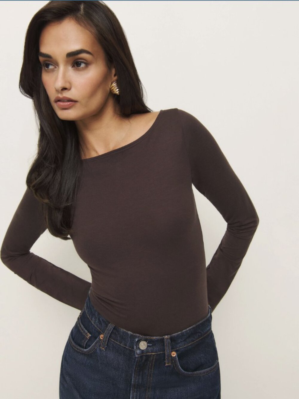 Reformation Wiley Knit Top XS Mole